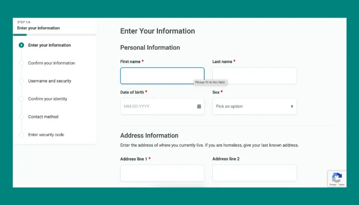 Screenshot of signup details Screenshot of signup details